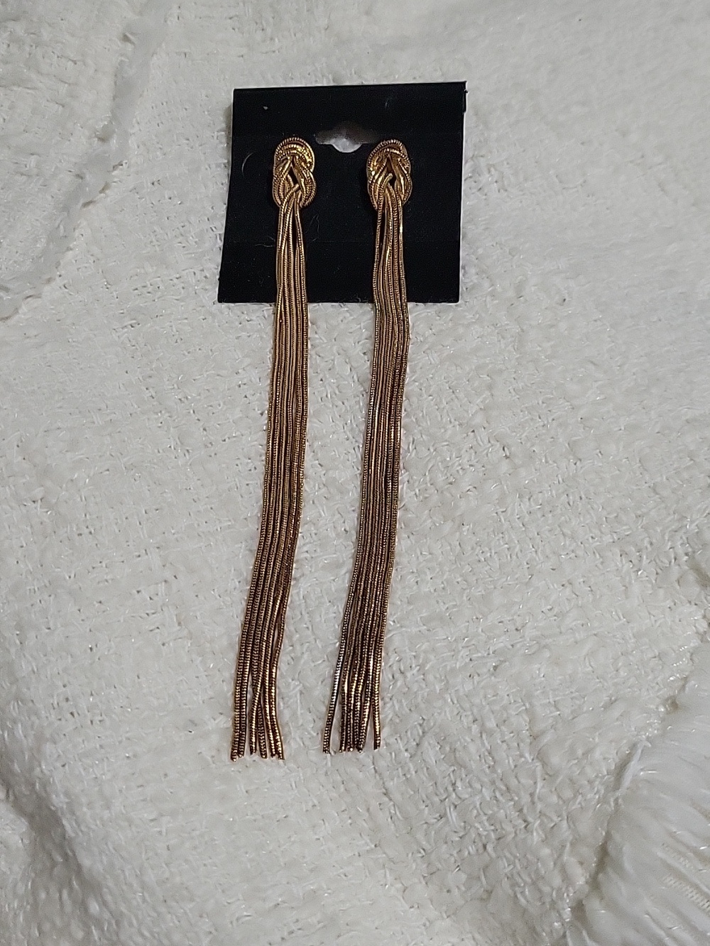 Gold Knot 5' Tassel Drop Earrings - Women Jewelry